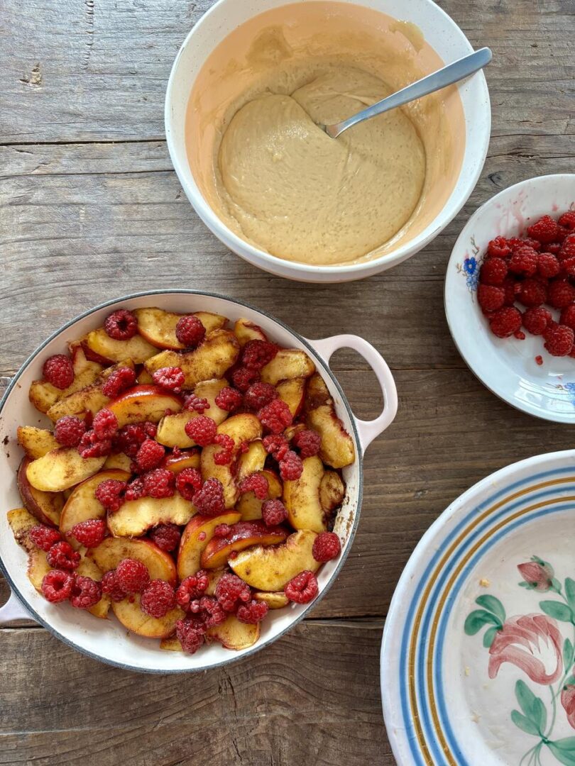 nakarmionastarecka_zapiekanka brzoskwinie Brzoskwiniowa zapiekanka z malinami