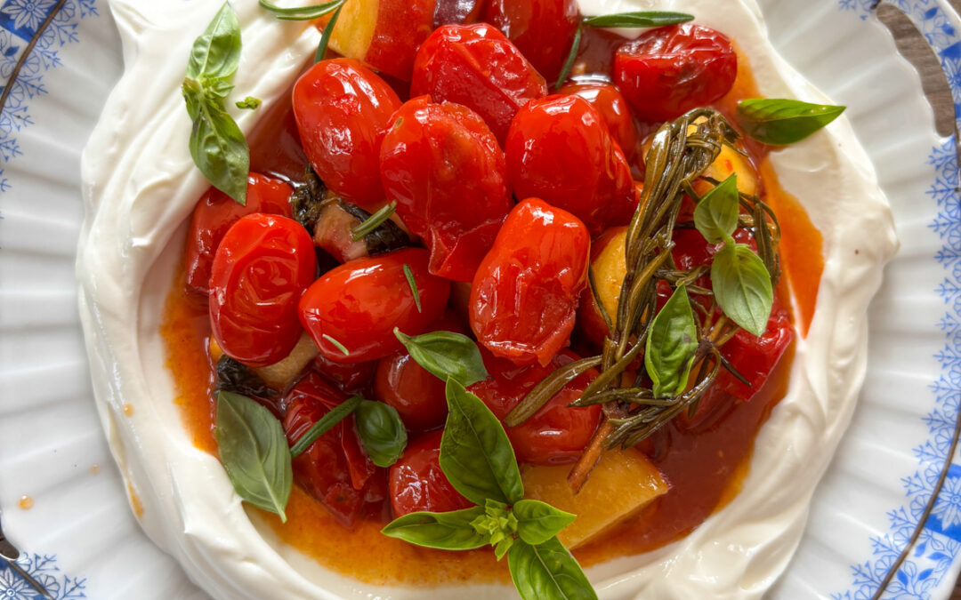 Karmelizowane pomidorki z brzoskwiniami